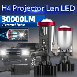 30000LM H4 LED Headlights 300W Projector Lens Front Light 12V External Drive Auto Lamps 6000K White Turbo Car Headlamp Bulbs 24V