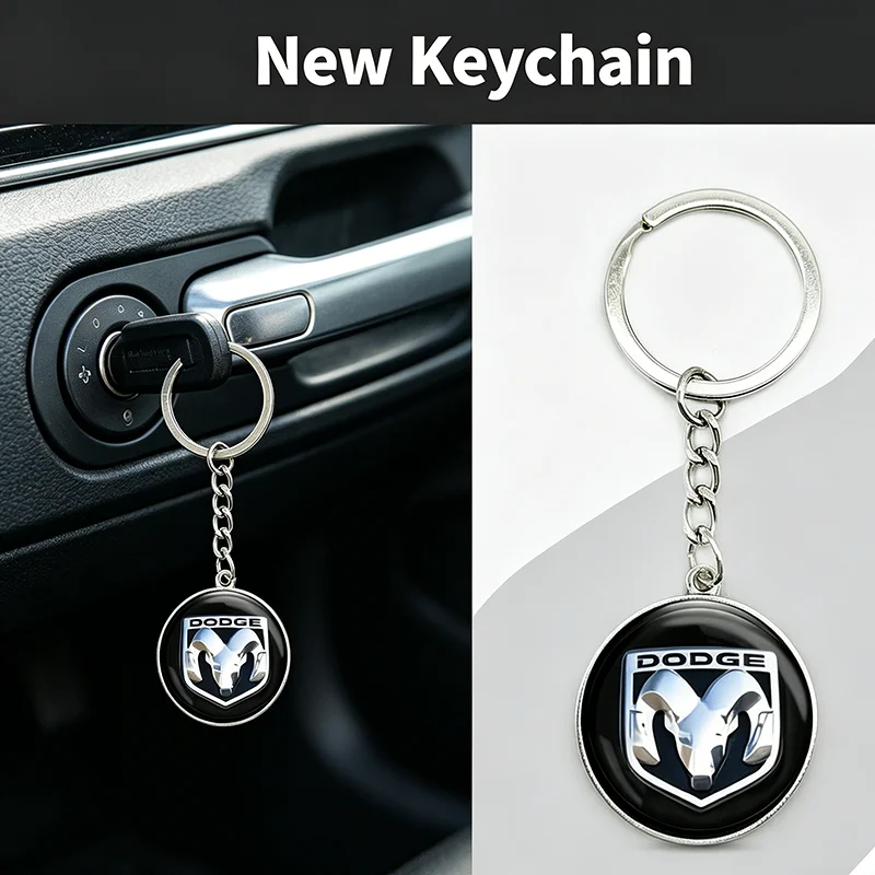 Chaveiro de Metal com Emblema Automotivo para Dodge Caliber, RAM, Journey, Caravan, Charger, Viper, Dakota, Durango, Nitro