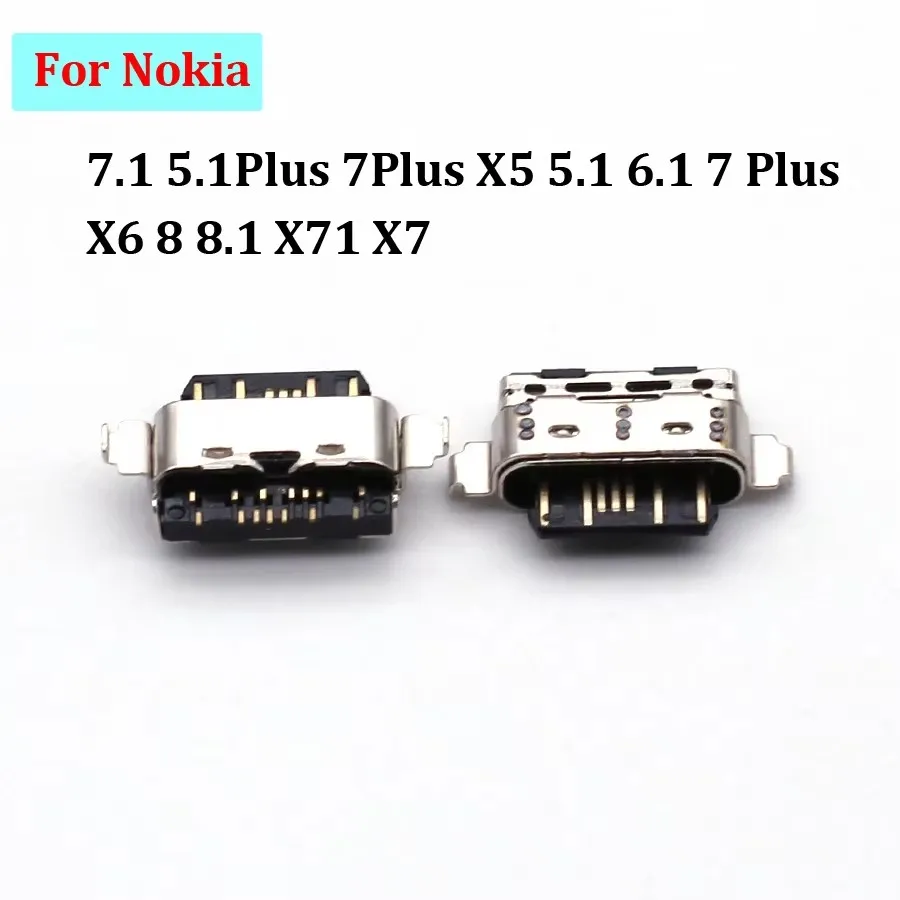 2-10 pces conector da porta do carregador de carregamento plug tipo c doca usb jack para nokia 7.1 5.1plus 7plus x5 5.1 6.1 7 plus x6 8 8.1 x71 x7