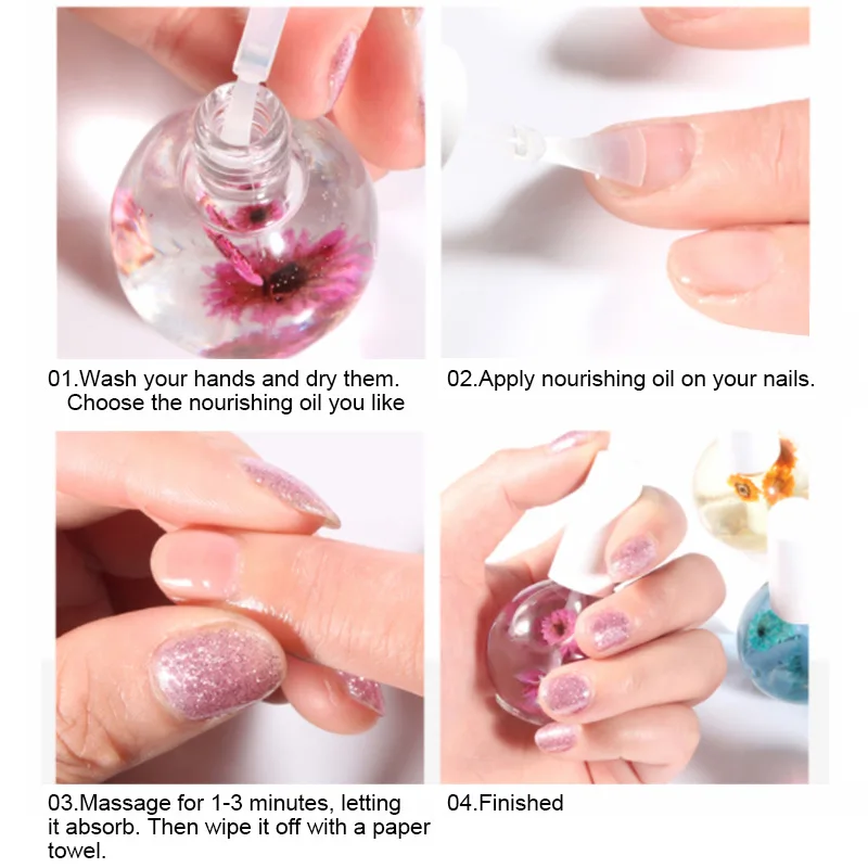 15ml Nail Care Oil Treatment Nutritious Gel Polish Dried Flowers Softener Nutritional Cuticle Oil Edge Repair Nail Art Tool