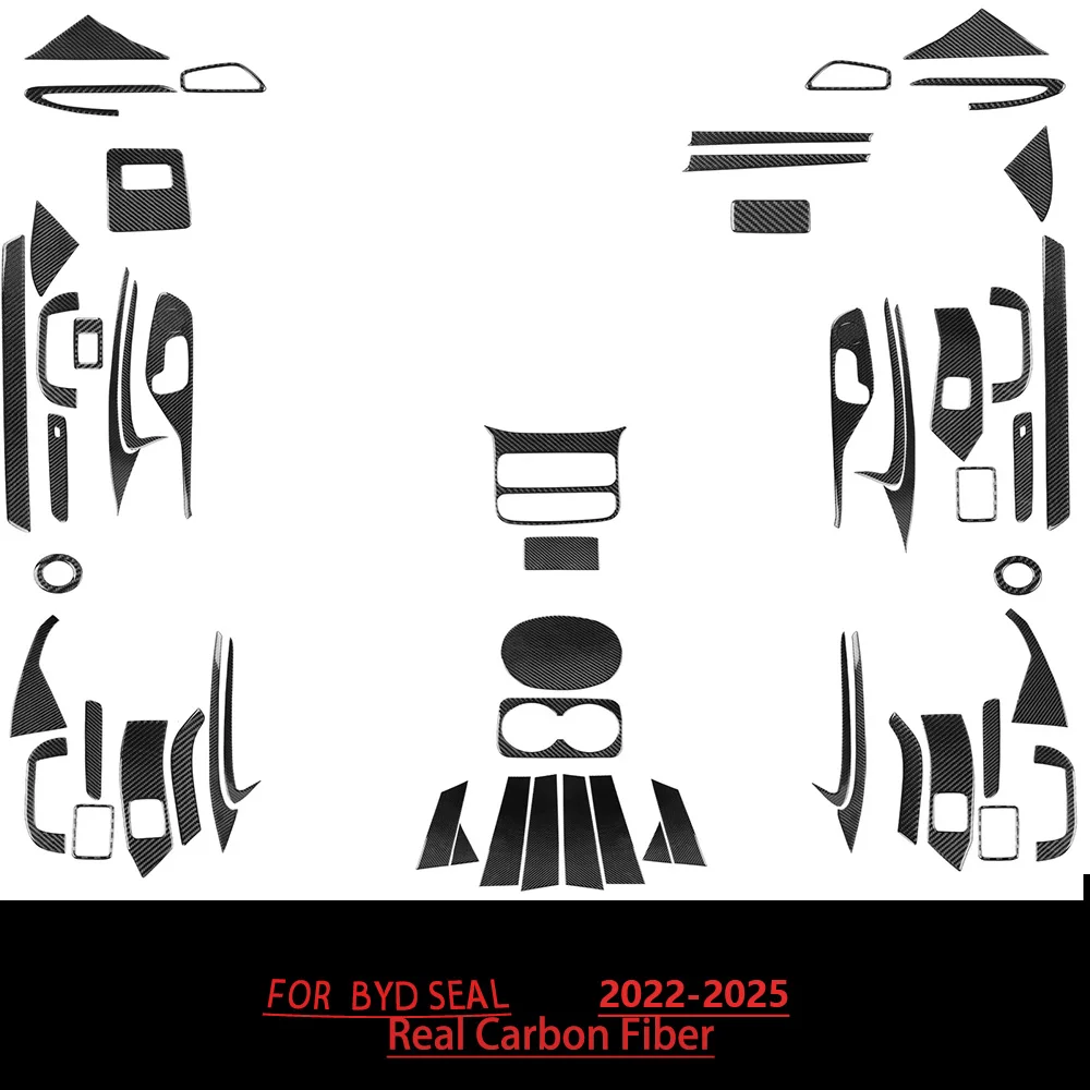 For BYD Seal 2022-2025 Car Complete set Frame Trim Real Soft Carbon Fiber Interior Accessories Decoration Stickers