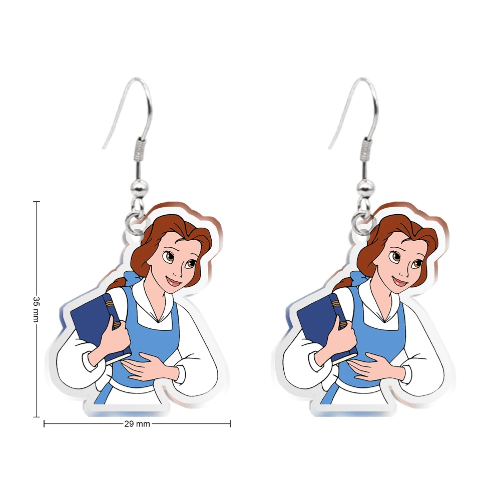 Disney Belle en het Beest Hanger Oorbellen Ontwerp Oorbellen Transparant Acryl Vrouwen Meisje Geschenken Sieraden Accessoires