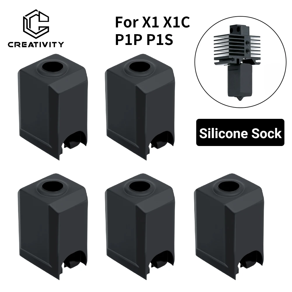 Silicone Socks For Lab X1 X1C Hotend Extruder Heated Block High-temperature Case For Bamboo Lab P1S P1P Black Silicone Cove