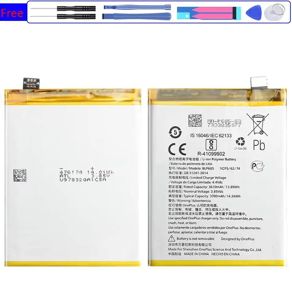 

BLP685 Reliable Power Supply Mobile Phone Battery For Oneplus 6T 7 3700Mah