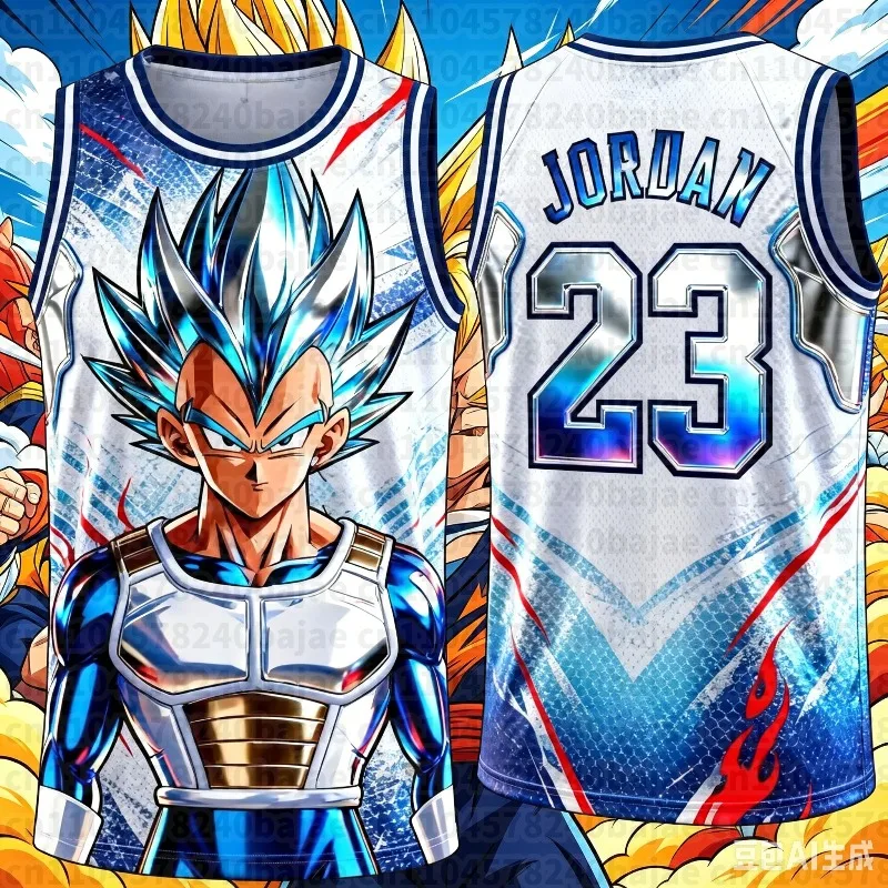 FamilyMatching 2026 New Version Dragon Ball Z Vegeta Special Edition Basketball Jersey Jordan Basketball Sports Vest Set