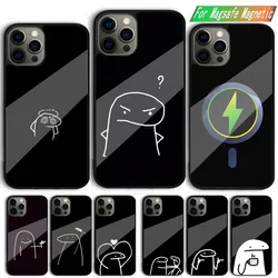 S-sticker man Funny Phone Case for iPhone、f-flork、magsafe Magneticワイヤレス充電、15,14、13,12、11、plus、pro、max、mini