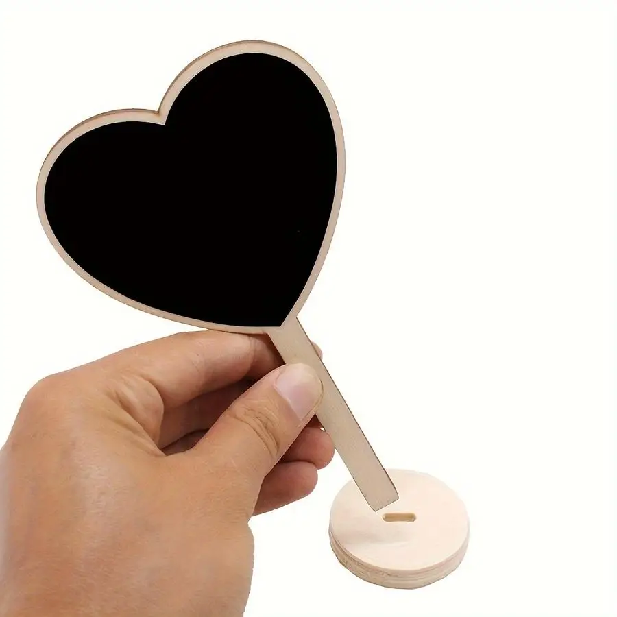 1/5/10/20/50/100pcs - Small Heart-Shaped Blackboards, White Marker Per Piece, Upright Small Blackboards with Round Base, Message