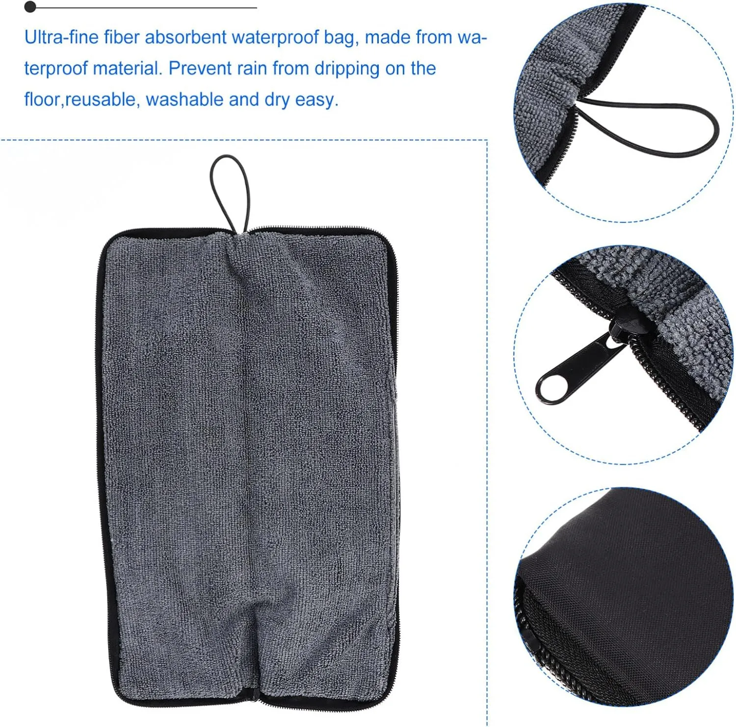 1 Stück Wasserdichte Regenschutztasche, Tragbares Wasserdichtes Oxford-Stoff-Material, Reversibler Faltbarer Schirmüberzug mit Reißverschluss – Detail 5