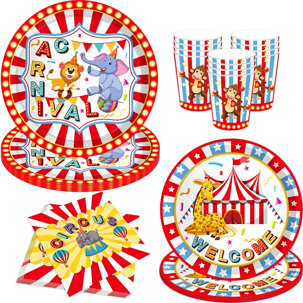 Table Cloth Disposable - Circus Carnival Party Tableware Set Disposable