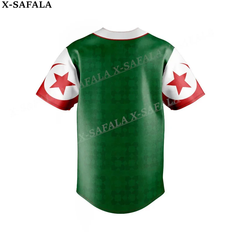 Love Country Flag Coat Of Arms Algeria 3D Printed Baseball Jersey Shirt Men's Tops Tee Oversized Streetwear Jersey-3