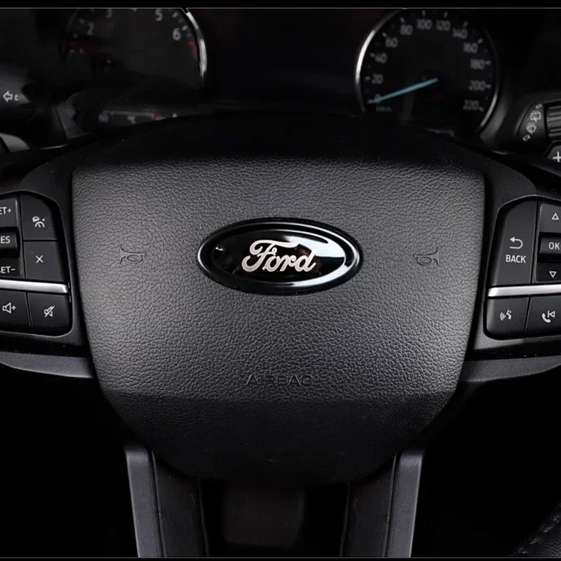 3pcs Car Front Emblem Rear Logo Steering Wheel Sticker For Ford Focus Territory Explorer Taurus Edge Escort Escape Mondeo Sedan view 5