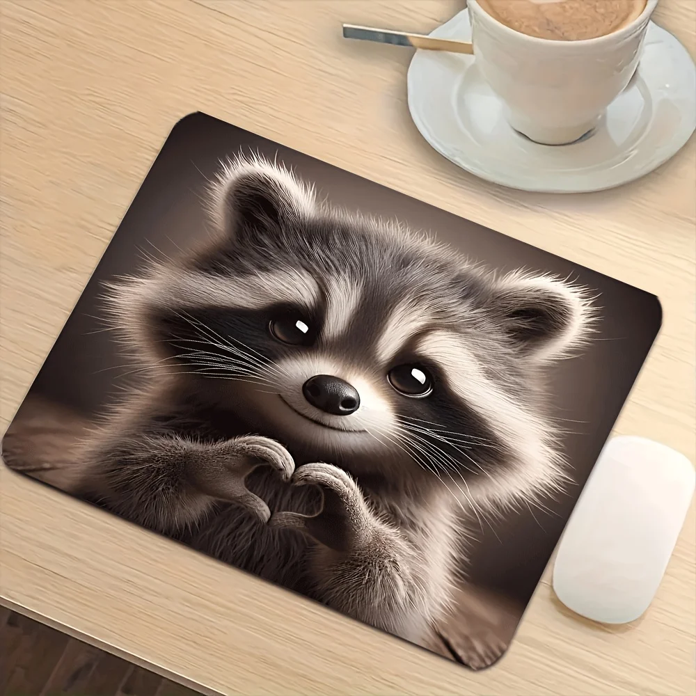 

Милый коврик для мыши с изображением енота, небольшой коврик для мыши для игровых ноутбуков, коврик для мыши для геймеров, коврик для клавиатуры, защита для стола, коврики для мыши с изображением аниме и мультфильмов, 18X22 см