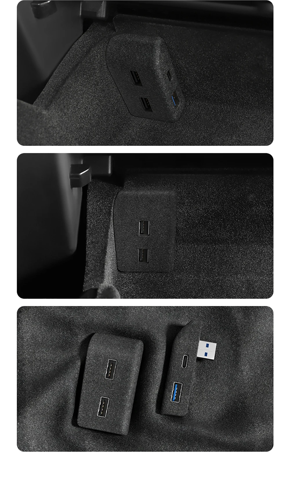 Für Tesla Modell 3Y Highland Juniper 2021-2025 Handschuhfach Beflockung USB HUB Adapter Schnell Ladegerät Auto zubehör – Detail 20