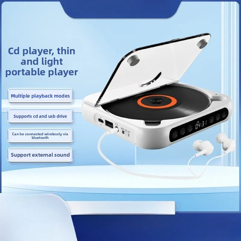 

Bluetooth CD player Repeater Thin and light Walkman, English listening album CD mini player Home speaker