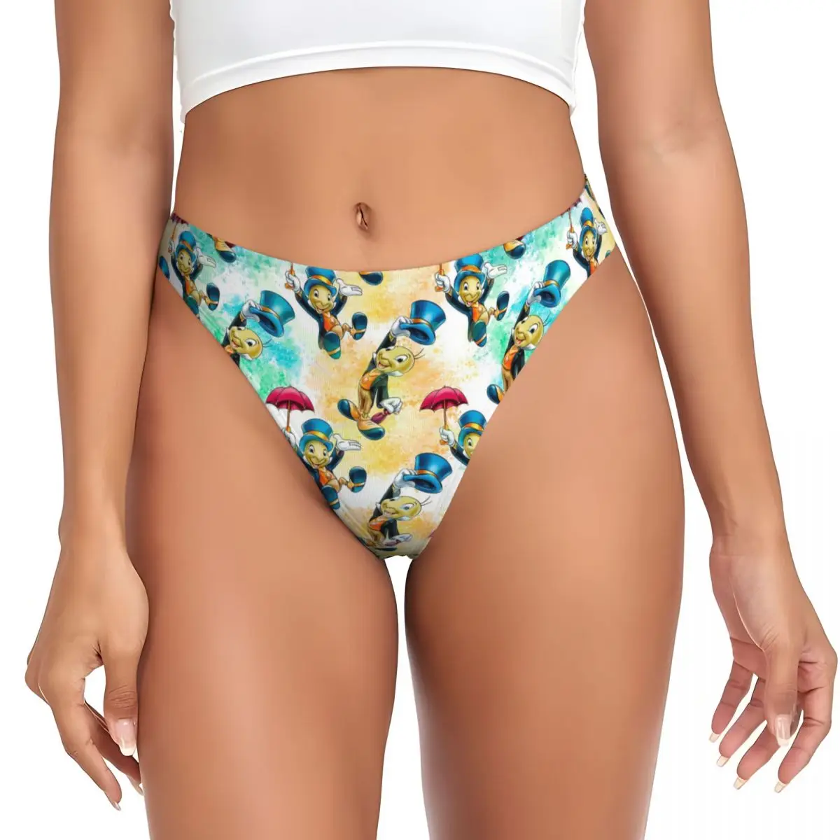 Custom Pinocchio Jiminy Cricket G-string Underwear Womens Comfortable Stretch Thongs Panties