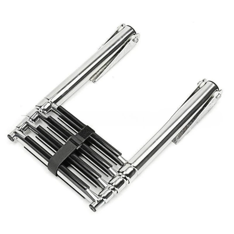 Stainless steel four-section ladder, yacht launching ladder, telescopic ladder, marine hardware, yacht accessories