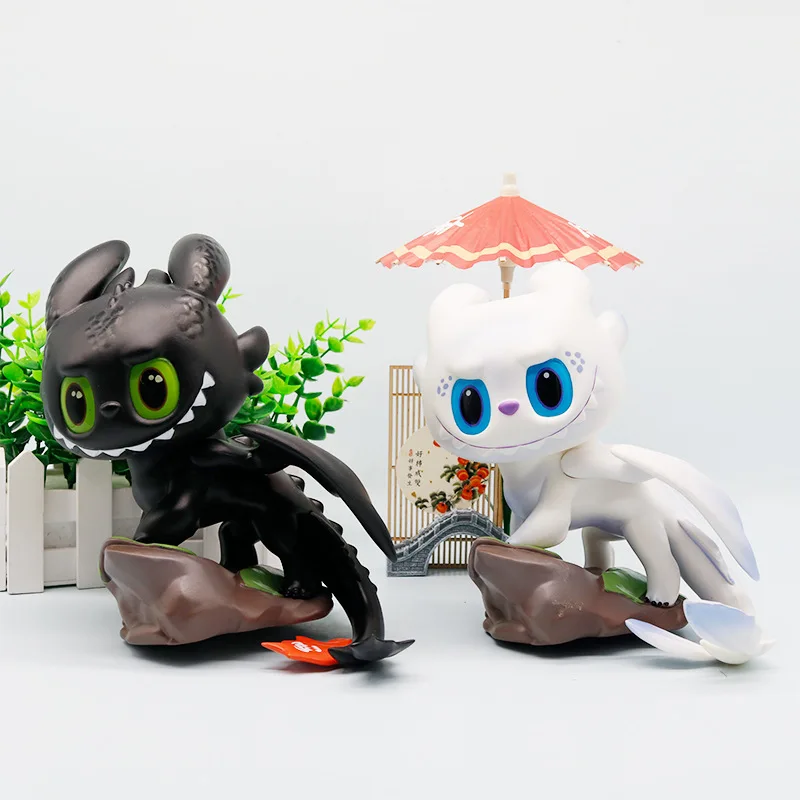 

Miniso Q-Version Monsters Dragon Taming Toothless Figurine Pvc Handmade Night Sha Doll Tide Play Model Kids Toys Gifts Ornament