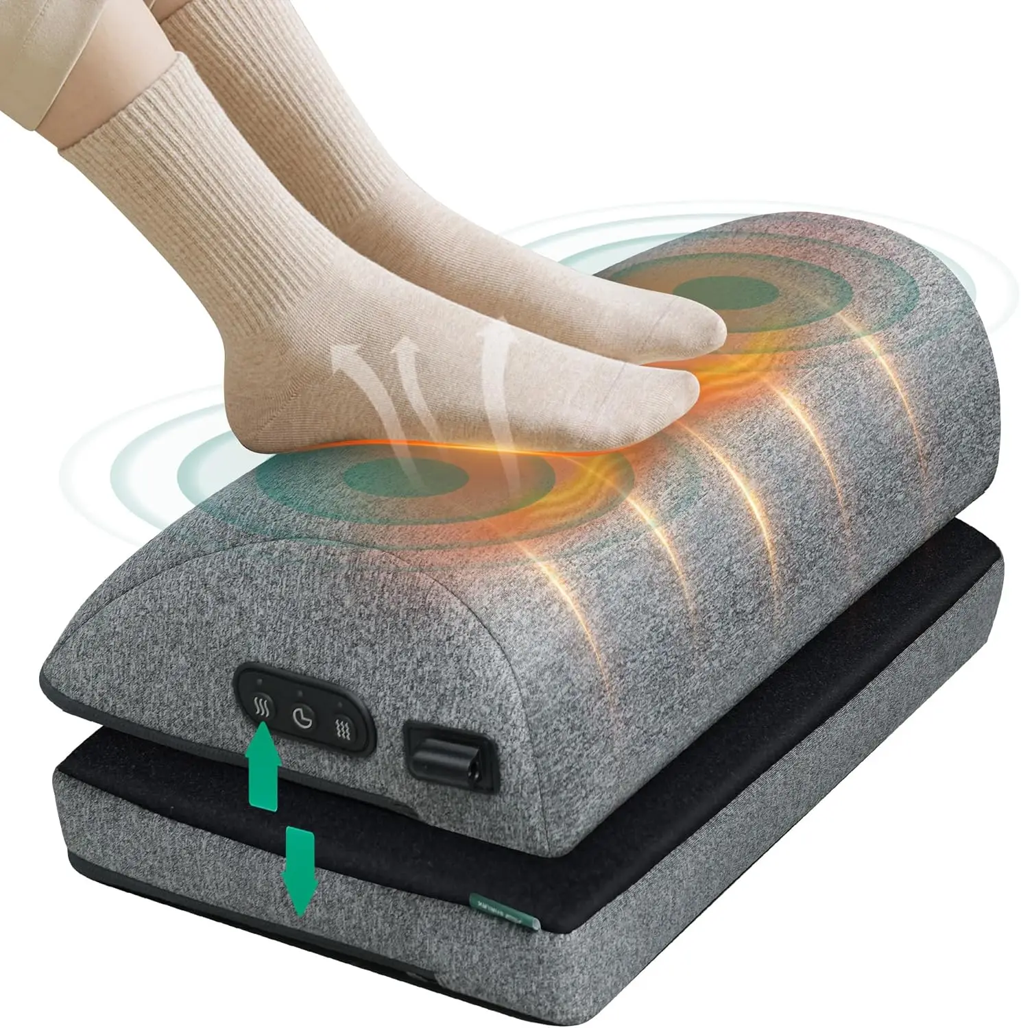 Heated Foot Rest Under Desk with Vibration Massage, Adjustable Height for Office Chair, Gaming & Home Use