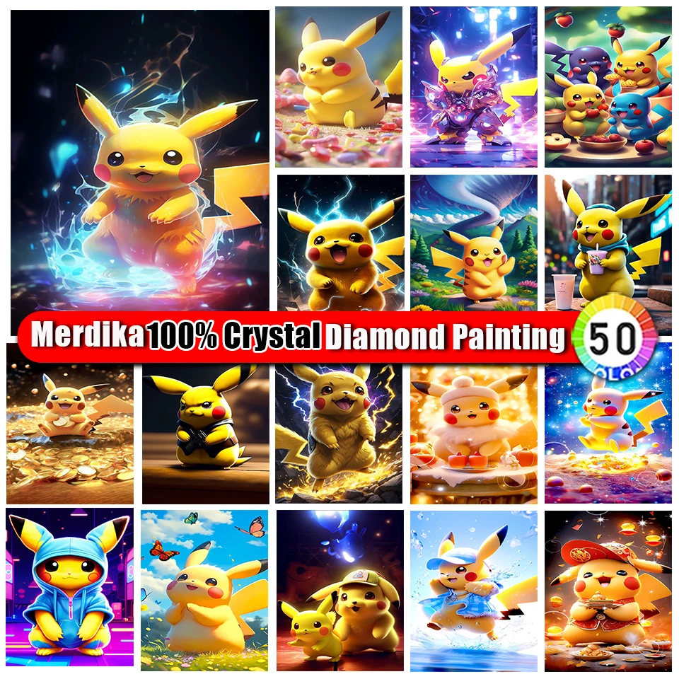 

100% Crystal Diamond Painting Pokemon 5D DIY Embroidery Cute Cartoon Pikachu Art Rhinestones Cross Stitch Home Decor Kids Gift