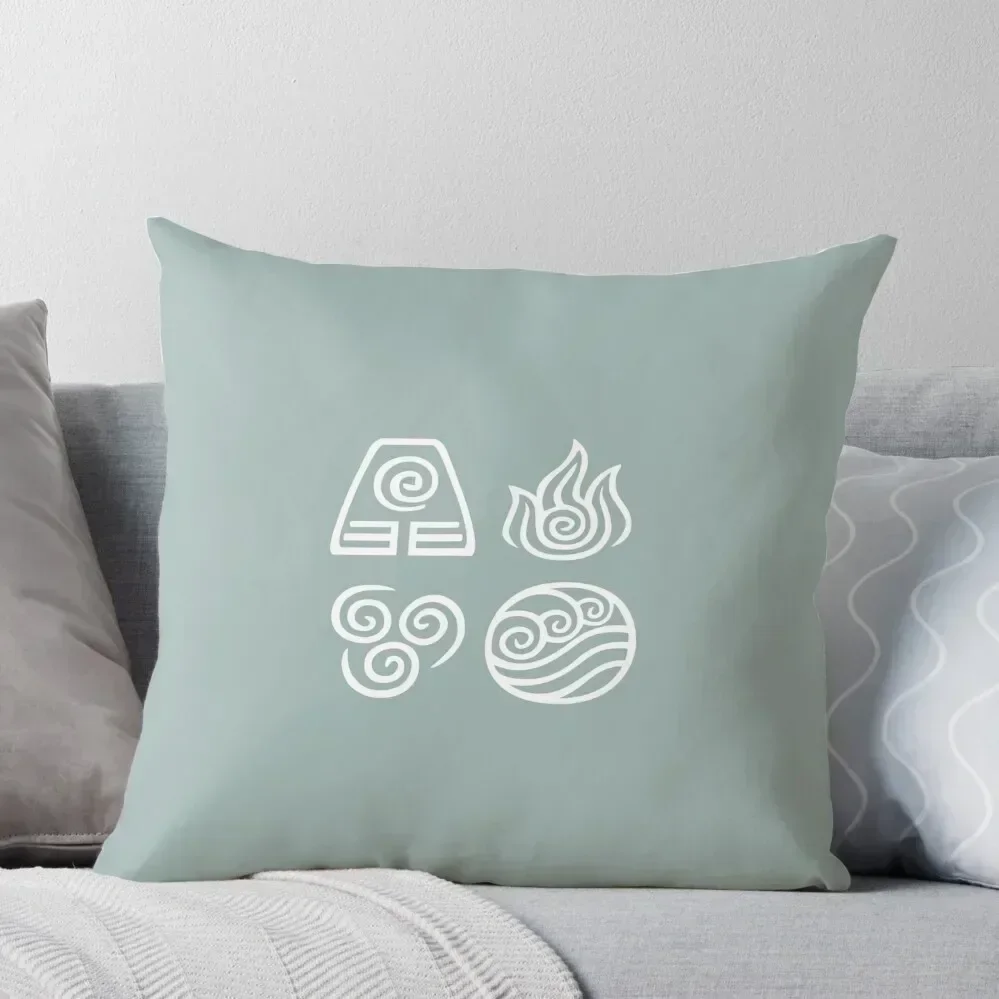 Bending All Four Elements - Blue Throw Pillow Sofa Cushions Cover Pillow Decor Pillow Cases