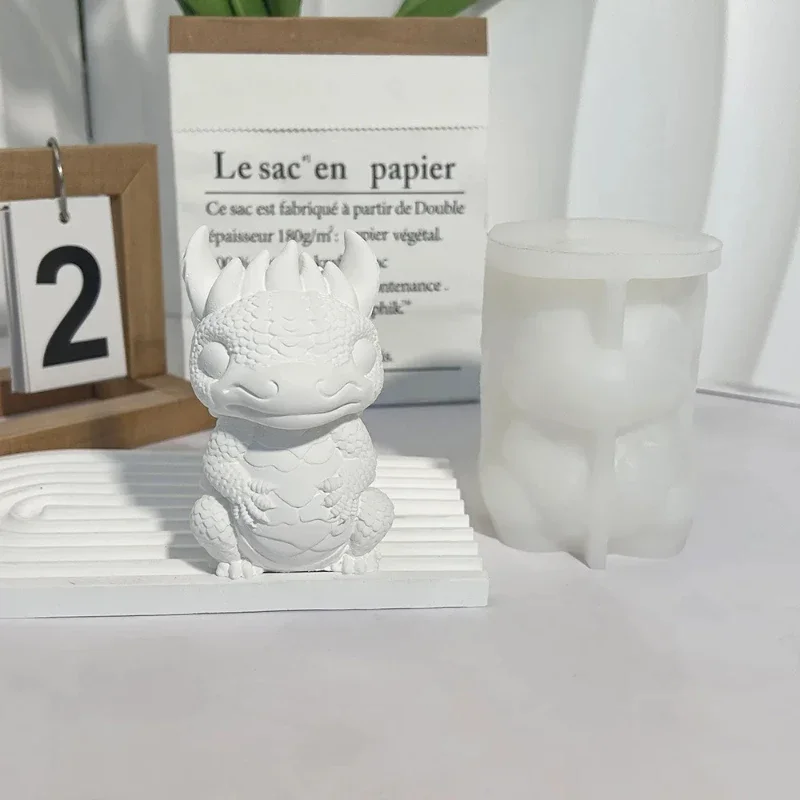 

Милый детский дракон, модель граффити, силиконовая форма, сделай сам, шаблон животного для литого цементного подарка, 3D формы для бетонных свечей с драконом