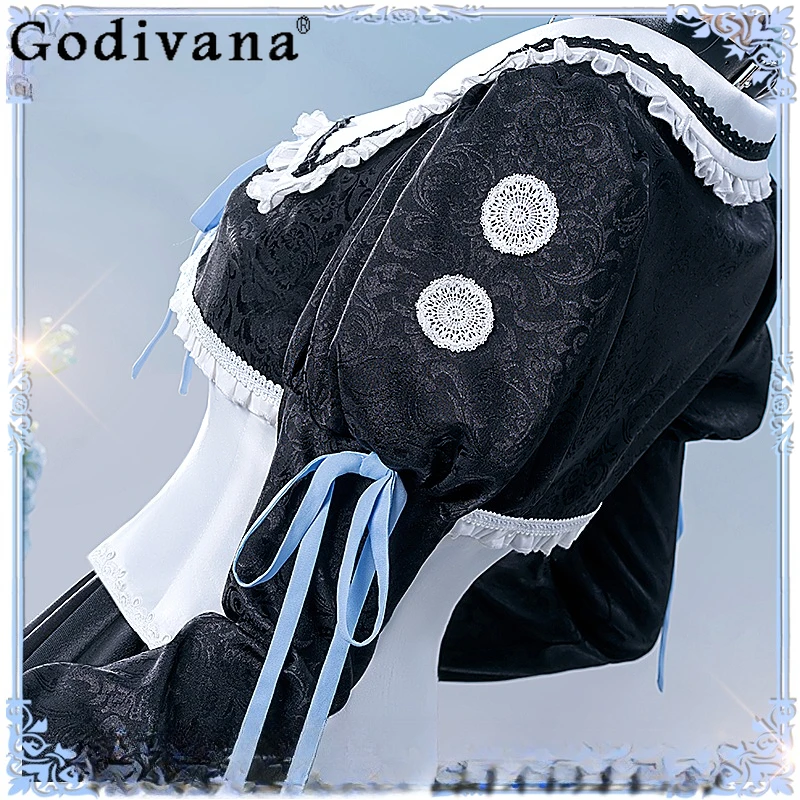 Disfraz de Halloween para mujer, conjunto de accesorios para collar y calcetines de Lolita dulce para fiesta, uniformes femeninos, trajes de falda de sirvienta