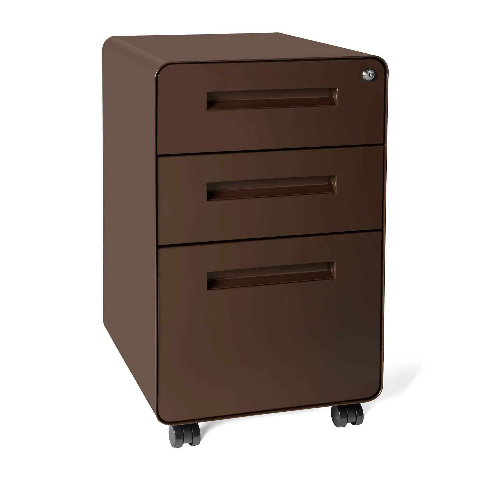 Stockpile 3 Drawer File Cabinet with Lock - Under Office Desk Metal Filing Cabinet, Legal/Letter File Folders, Wheels