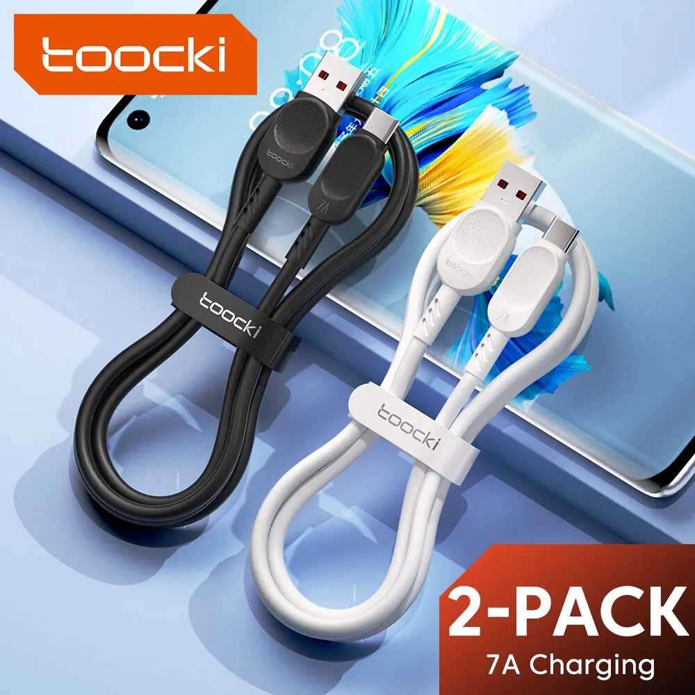 Toocki 2 Pack 100W USB Type C Cable 7A Fast Charging Cable for Realme Hauwei Oneplus Samsung Xiaomi USB C Charger Cord