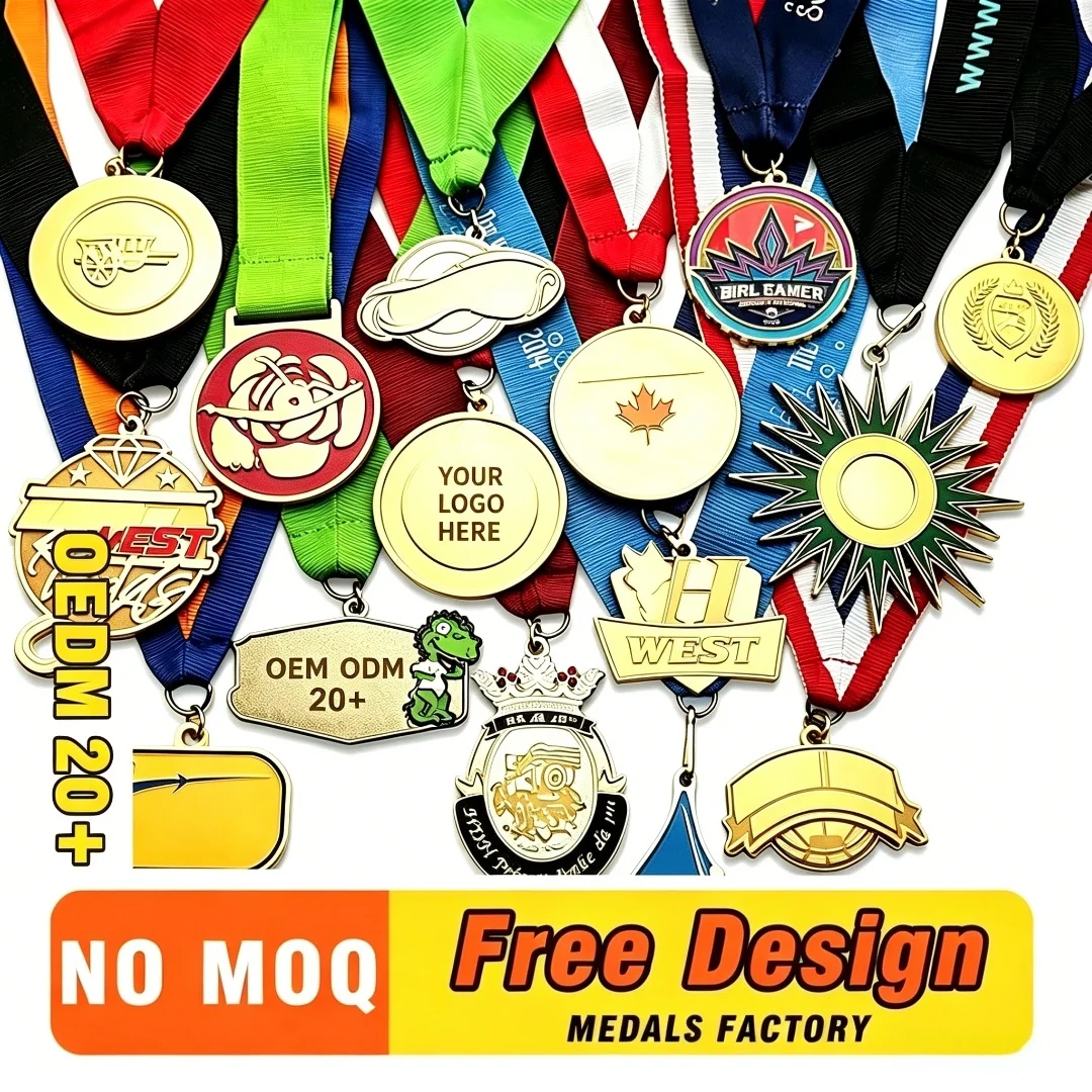 

Custom Sport Medal Personalized Logo Metal Award Medal with Ribbon for Running Marathon Competition Souvenir Gift