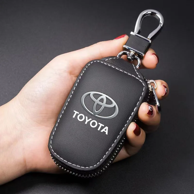 Car Keychain Bag Housekeeper Zipper Organizer Key Case For Toyota fortuner auris avensis verso Land Cruiser GR Sport Accessories