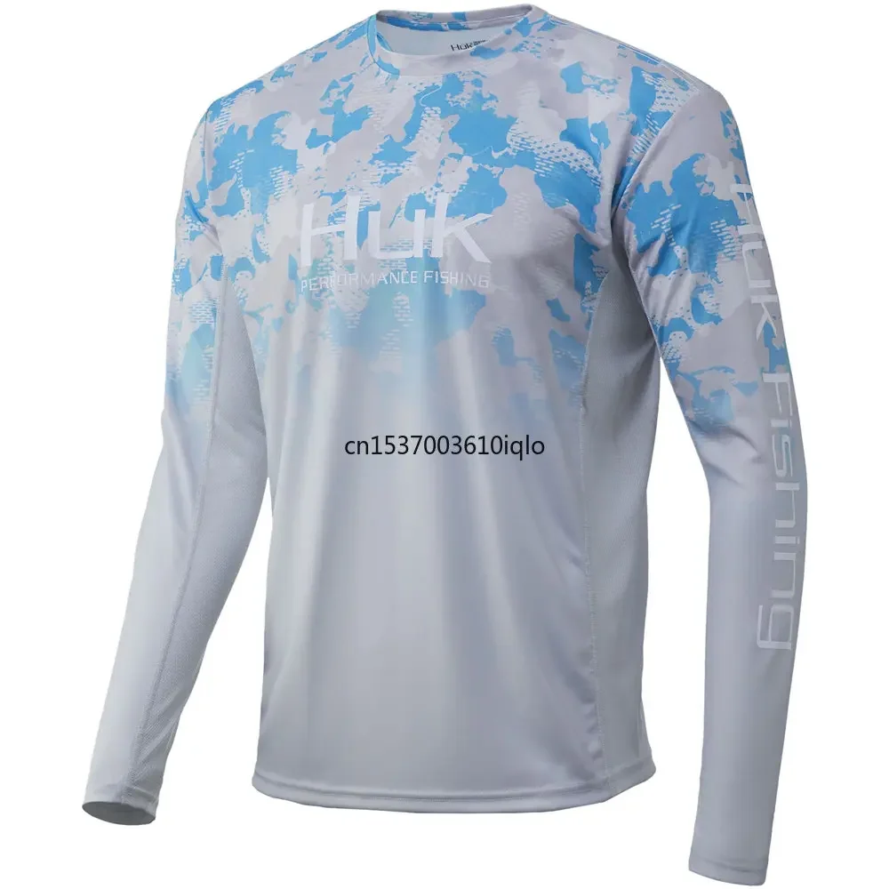 HUK Man's Long Sleeve Fishing Shirts Camouflage UV Protection Mesh T-Shirts UPF50+ Simms Products Apparel Replica