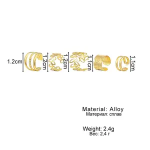 5 buah / set Retro Multi-Elemen Daun Geometris Manset Telinga Klip Tulang Telinga Tidak Menusuk Perhiasan Musim Panas Pria dan Wanita Boho 10 anting peri penjualan terbaik - №