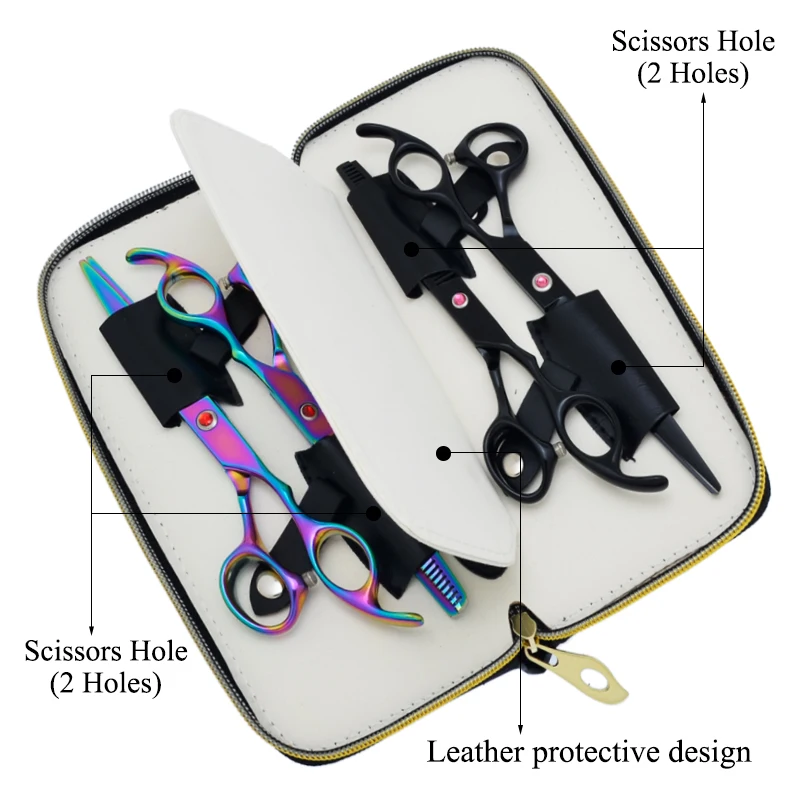 Good Leather Case Professional Hairdressing Scissors Bag 2pcs or 4pcs Scissors Storage Bags Barber Holster Pouch Holder C0018A