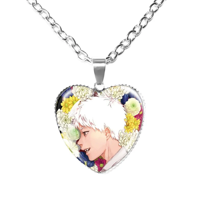 Anime The Summer Hikaru Died Charms 25mm Silver-plated Serrated Heart-Shaped Necklace Characters Pendant Jewelry Accessories Fan