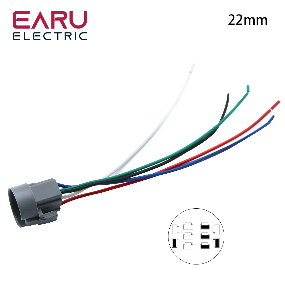 16Mm 19Mm 22Mm 25Mm Voedingskabel Connector Voor Metalen Drukknop Schakelaar Bedrading 2-6 Aders Stabiel Lamplicht Knop 15Cm