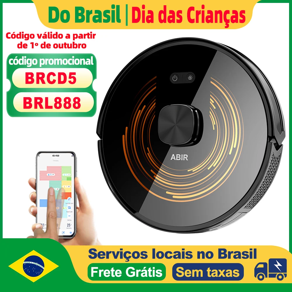 (Código promocional: BRL888)Aspirador Robô ABIR X9, Sistema a Laser, Limpeza UV Dupla, Tecnologia Auto Carpet Boost, Mapas de Múltiplos Andares, Limpeza Personalizada por Cômodos