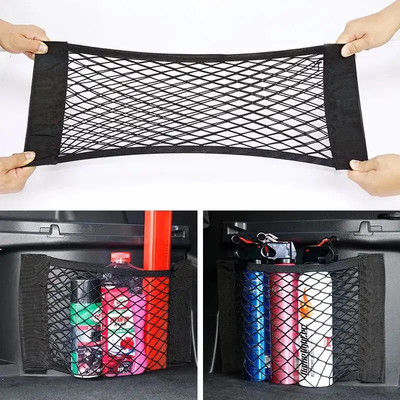 

Car Back Rear Trunk Seat Elastic String Net Magic Sticker Mesh Storage Bag Pocket Cage Auto Organizer Seat Back Bag