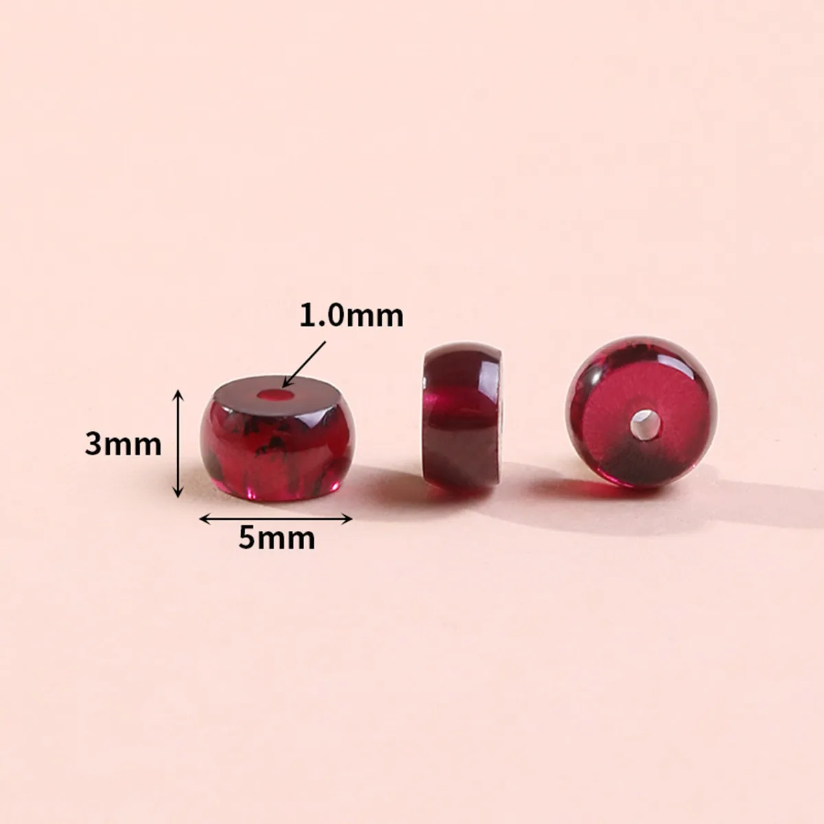 10 pcs 3x5mm Natural Cherry Red Garnet Spacer Beads NOT Dyed Not Enhanced