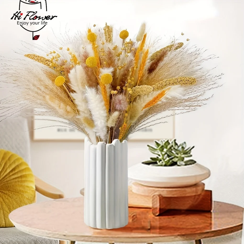 

100pcs Dried Pampas Grass Flowers Bouquet Fall Home Decor Fluffy Whisk Rabbit Tail Artificial Flowers Wedding Party Decorations