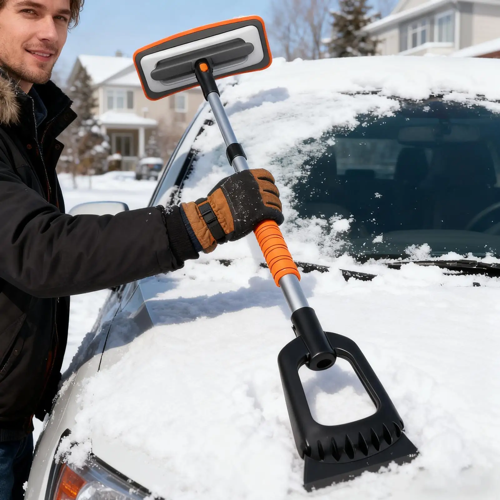 Snow Scraper For Car Extendable Aluminum Alloy Auto Supplies Car Snow Brush For Window Truck SUV Vehicle Roof Winter Cleaning