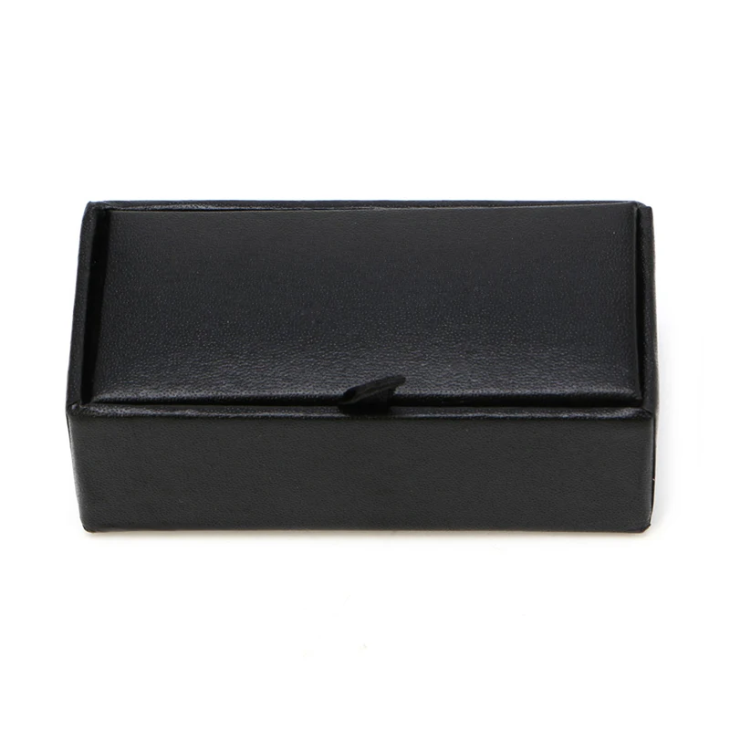 652F Black Mens Leather Travel Cufflink Ring Storage Box for Case Ring Holder For Jew