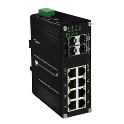 Industrial 8-RJ45 Port Layer 2 Managed Gigabit (PoE) Fiber Switch with 2/4 1000Base-X 1.25G SFP Web Management Din-Rail Mount