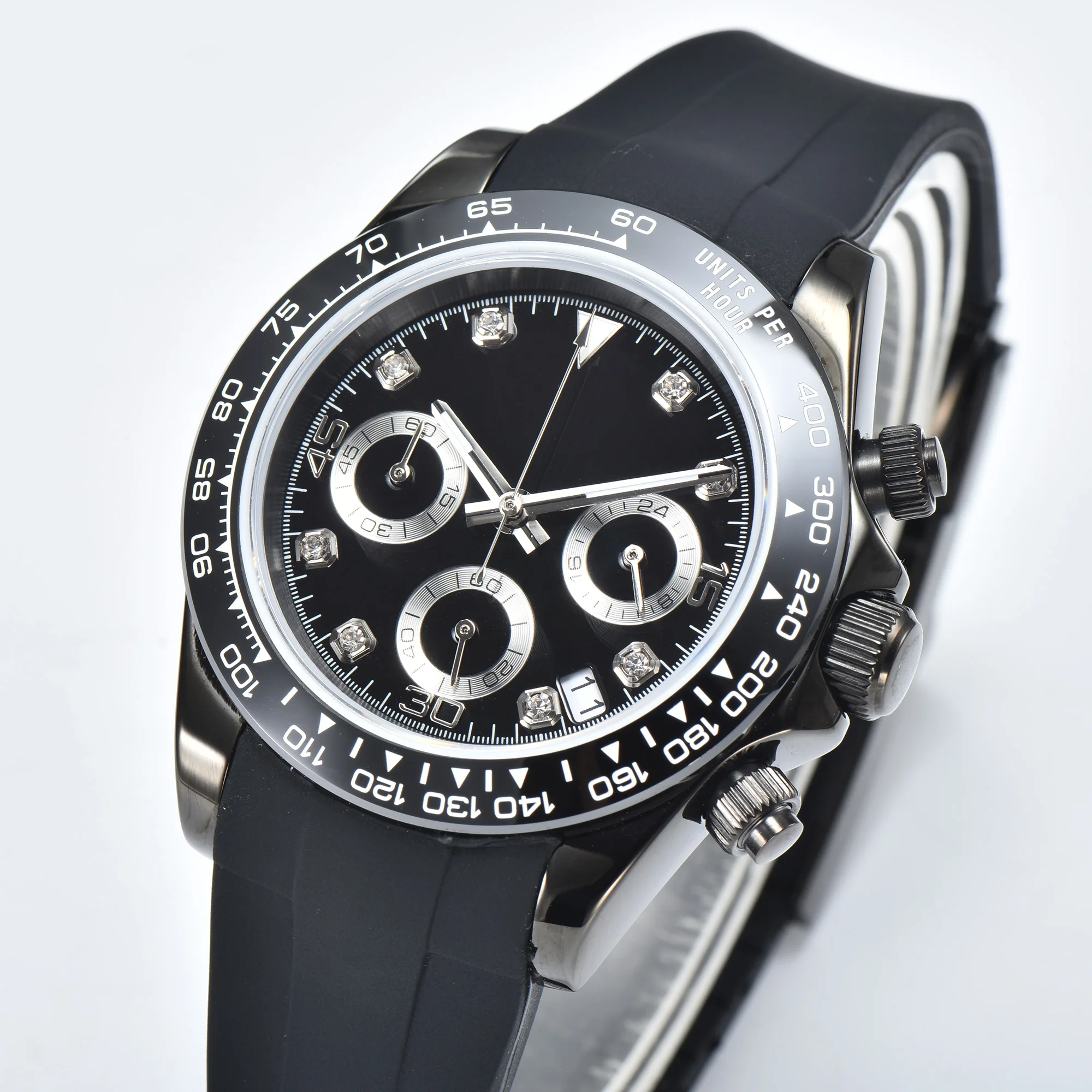 

39mm Watch Men's Sports Panda Quartz Men's Watch VK63 Movement Motion Multifunctional Time Meter Commercial Sapphire Glass
