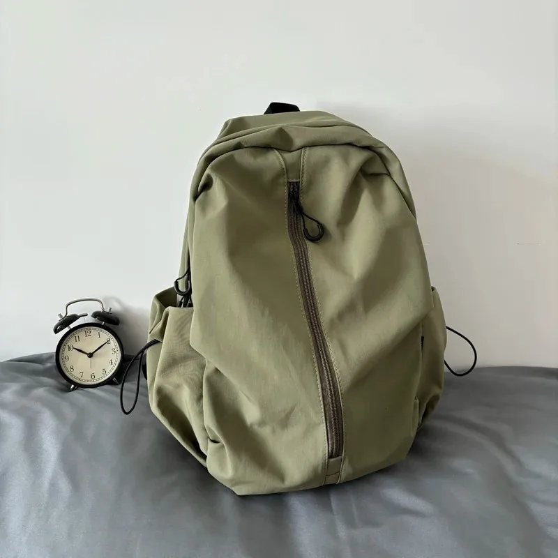 Large Capaci Pure Color Unisex Backpack Double Shoulder Bag School Bag Computer Bag Nylon Material Waterproof for Youth Stu...