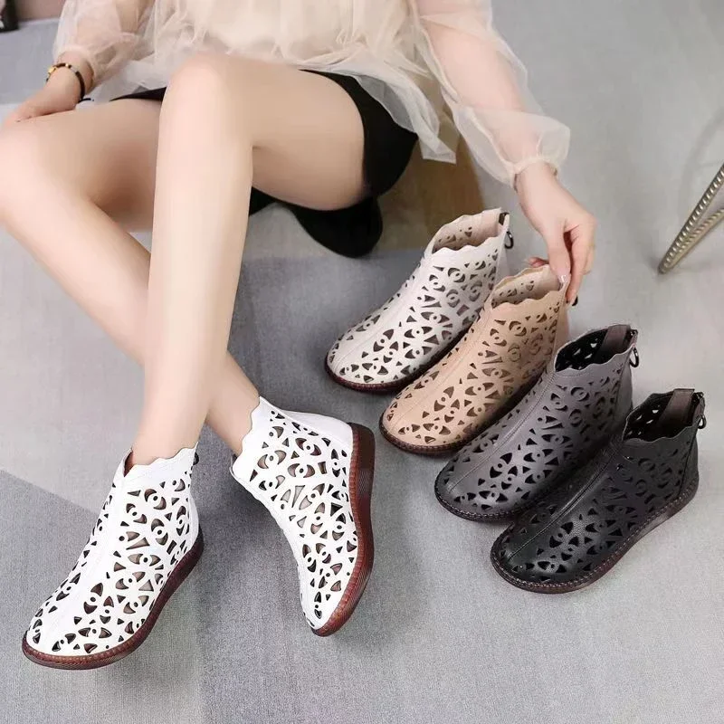 

2024 Hot Sell New High Quality Spring Summer Sandals Women's Breathable Hole Boots Flat Soft Non-slip Comfortable Shoes