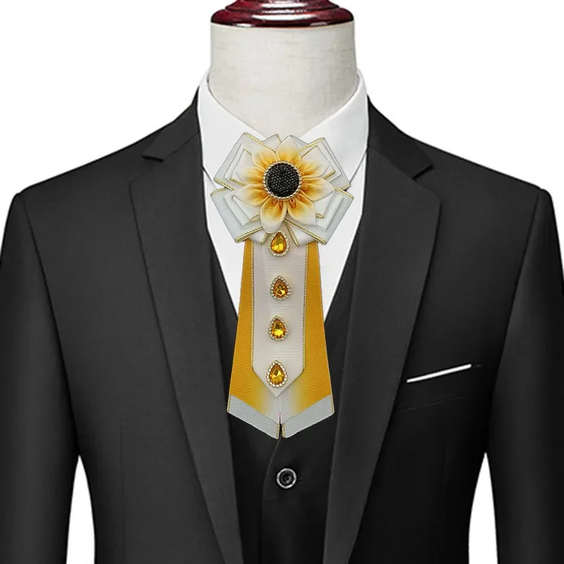 

High-end Bow Tie Peacock Rhinestone Tassels Flowers Personality Business Dress Shirt Accessories Luxury Wedding Jewelry Bow-tie