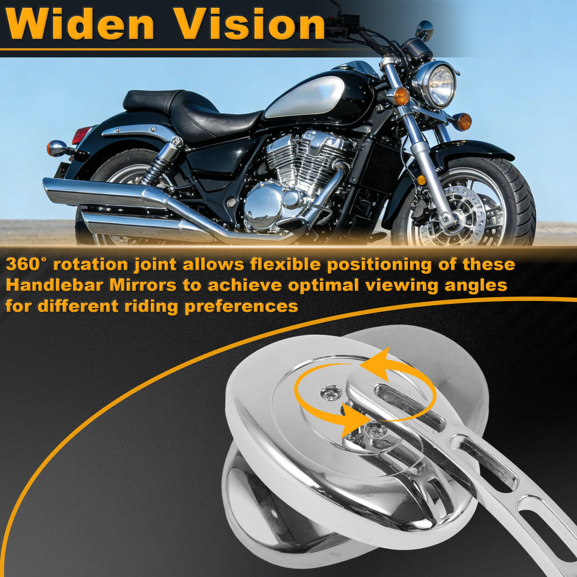 Motoforti 1 Set Motorcycle Rear View Mirrors for Suzuki for Marauder VZ800 1998-2005 1 Set view 2