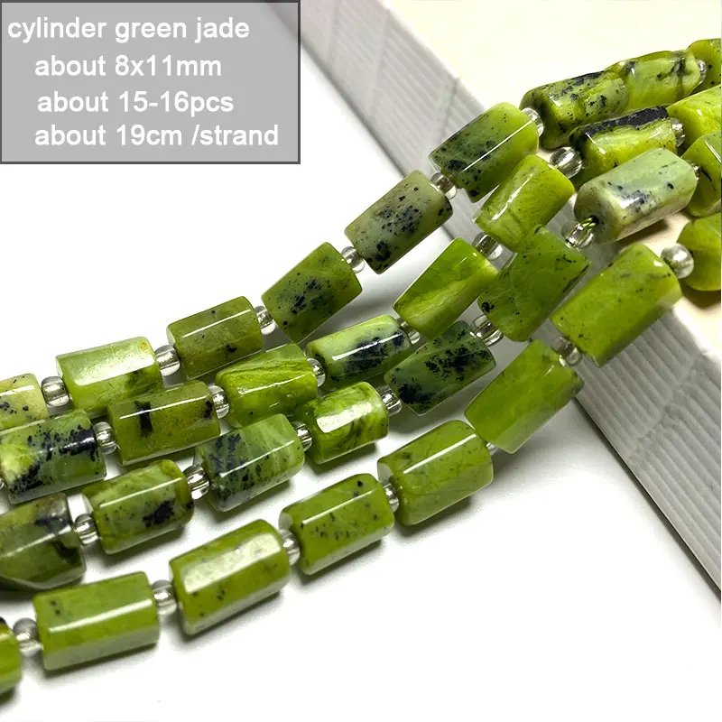 Wholesale 100% Natural Green Jade Cylinder Square Irregular Faceted Round Stone Beads for Jewelry Making Diy Bracelet Charms