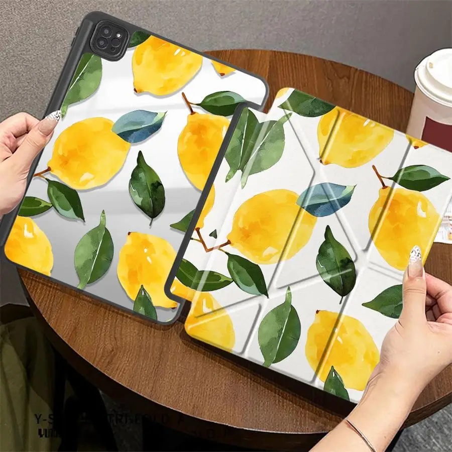 Watercolor Lemon Botanic Print Tablet Case For iPad 12th Mini 7 6 5 Pro M4 13 2025 2026 10th Gen 9th 11th Air 8 M2 M3 3 With Pen
