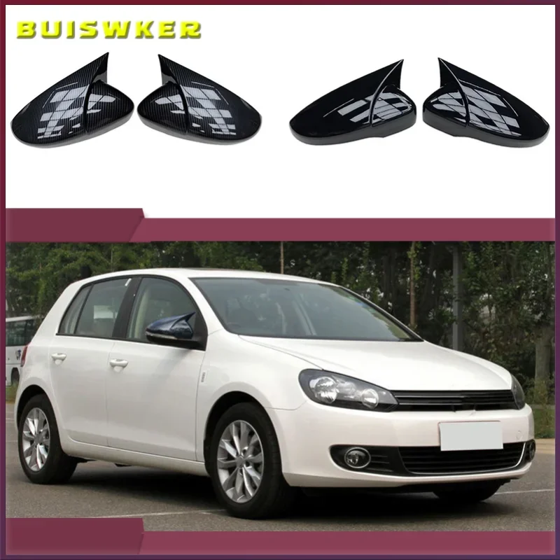 

For Volkswagen GOLF 6 VI MK6 GTI R Line R20 Touran Carbon Fiber Pattern Mirror Case Black Side Wing Rearview Mirror Cover